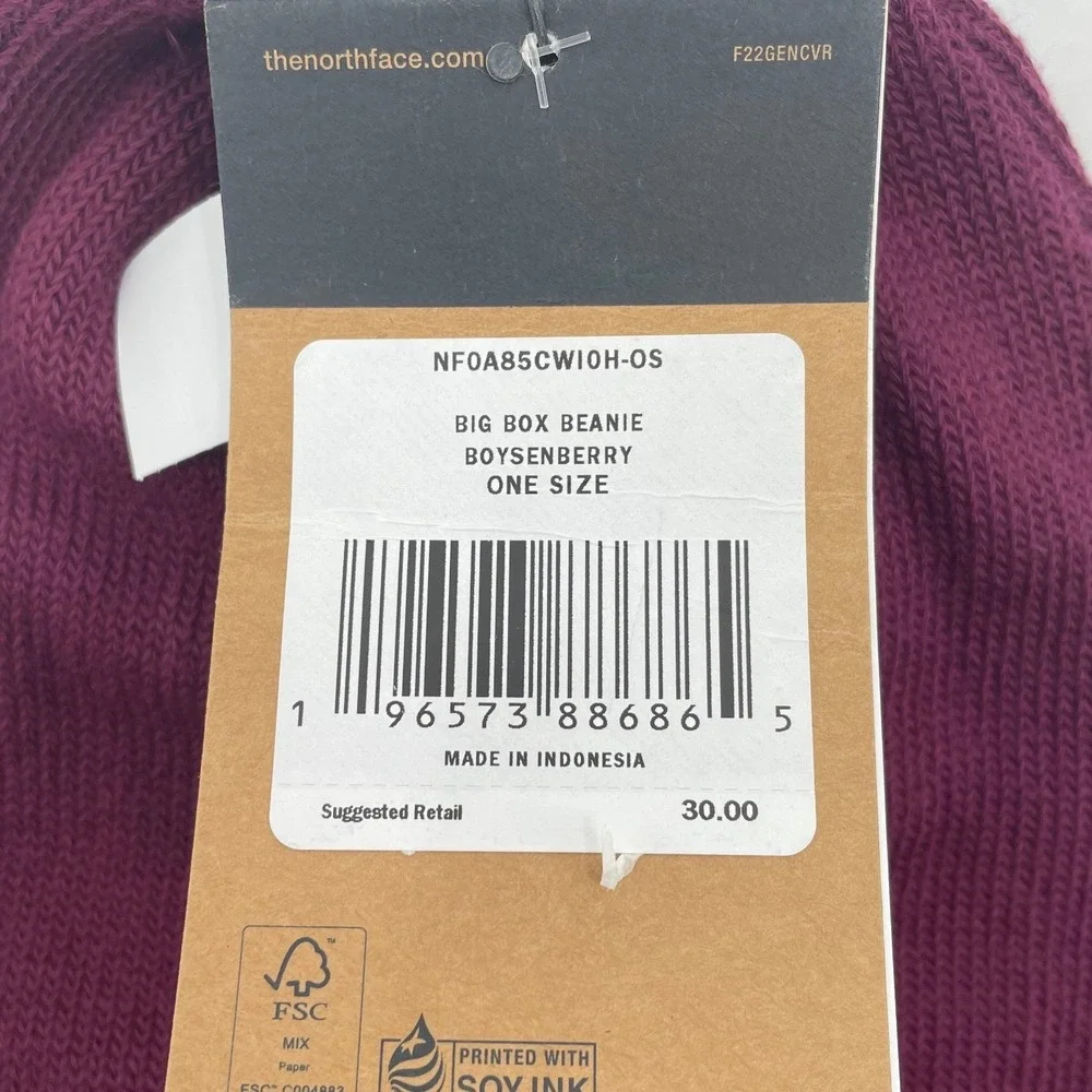 The North Face Beanie Big Box One Size Boysenberry New
